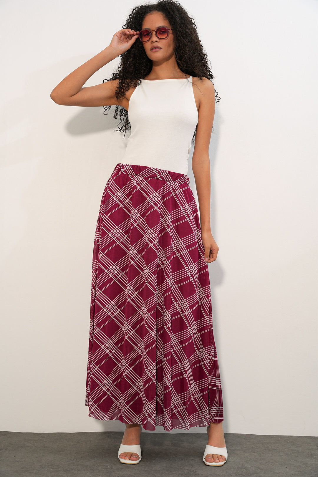 Bigdart Jupe doublée à motifs pour femme 8075 - Bordeaux profond