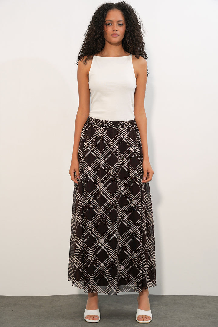 Bigdart Jupe doublée à motifs pour femme 8075 - Marron profond