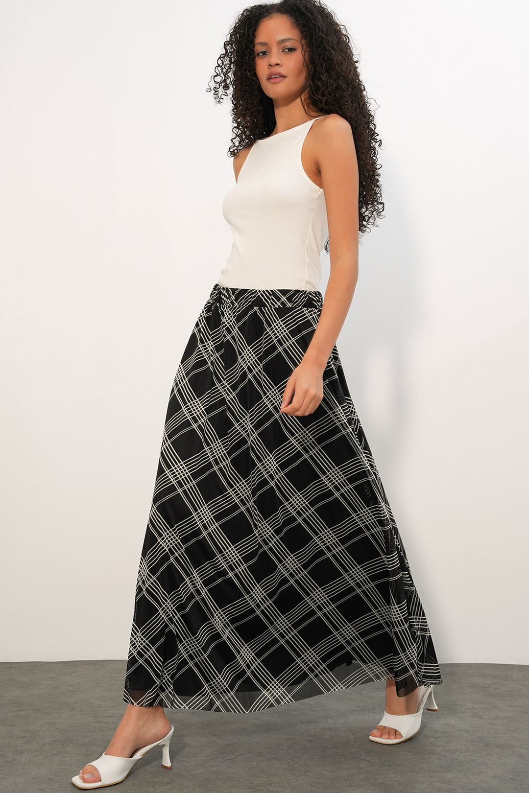 Bigdart Jupe doublée à motifs pour femme 8075 - Noir profond