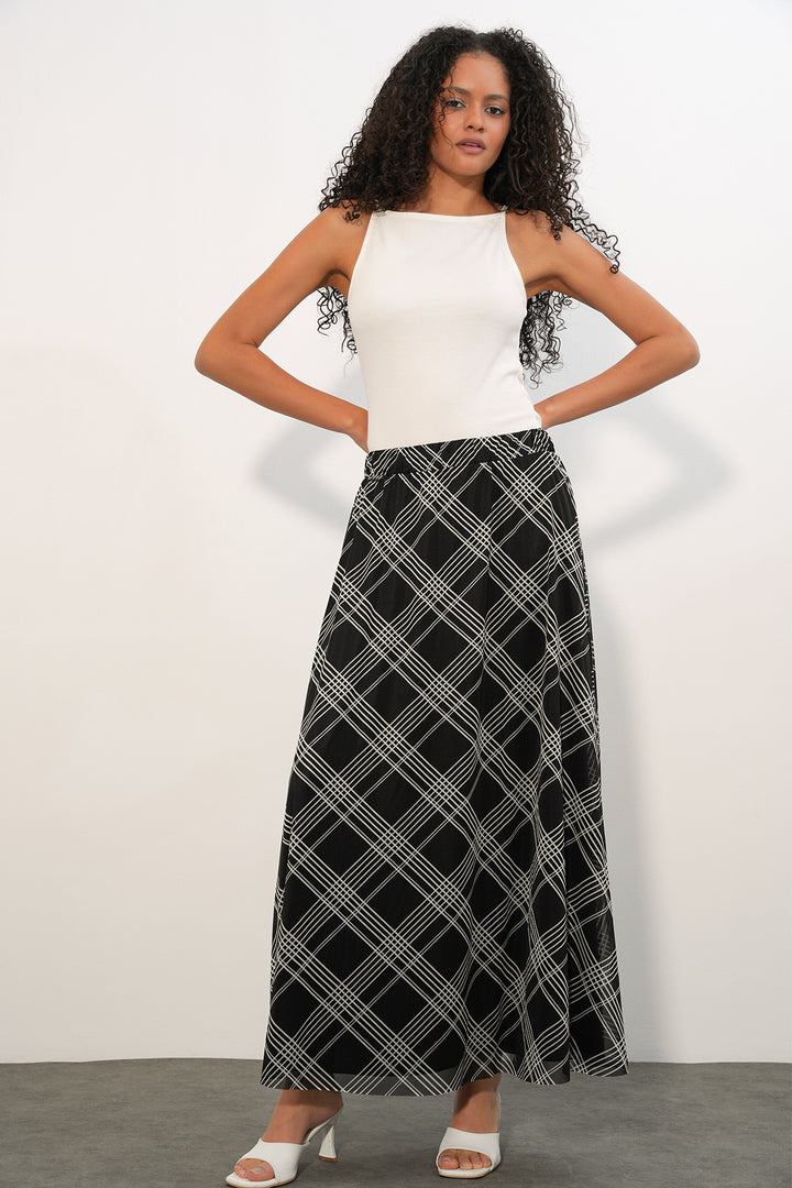 Bigdart Jupe doublée à motifs pour femme 8075 - Noir profond