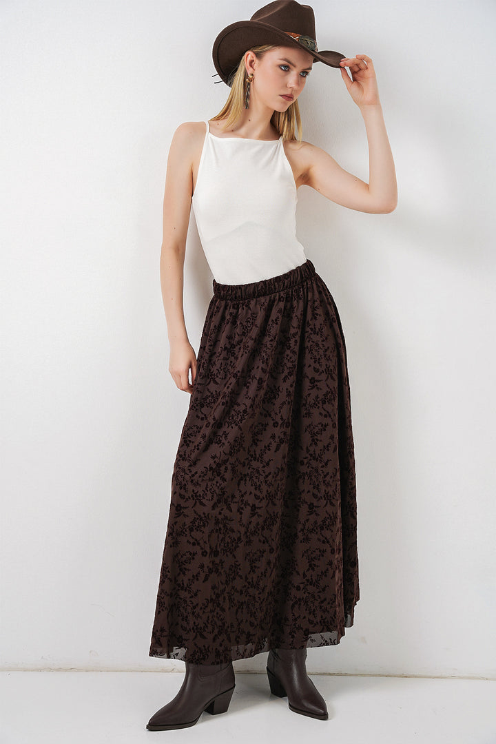 Bigdart Jupe Femme à Motifs Doublée 8075 - Marron