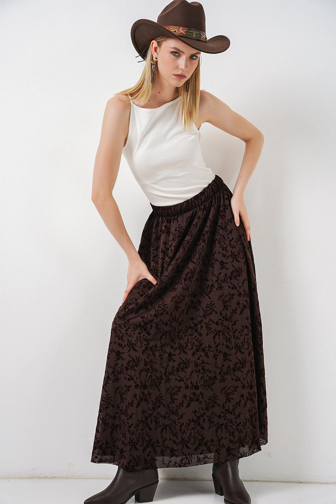 Bigdart Jupe Femme à Motifs Doublée 8075 - Marron