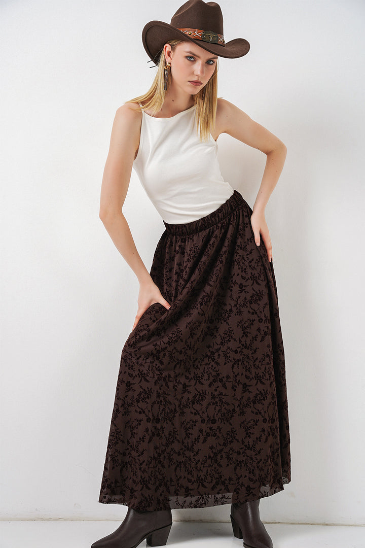 Bigdart Jupe Femme à Motifs Doublée 8075 - Marron