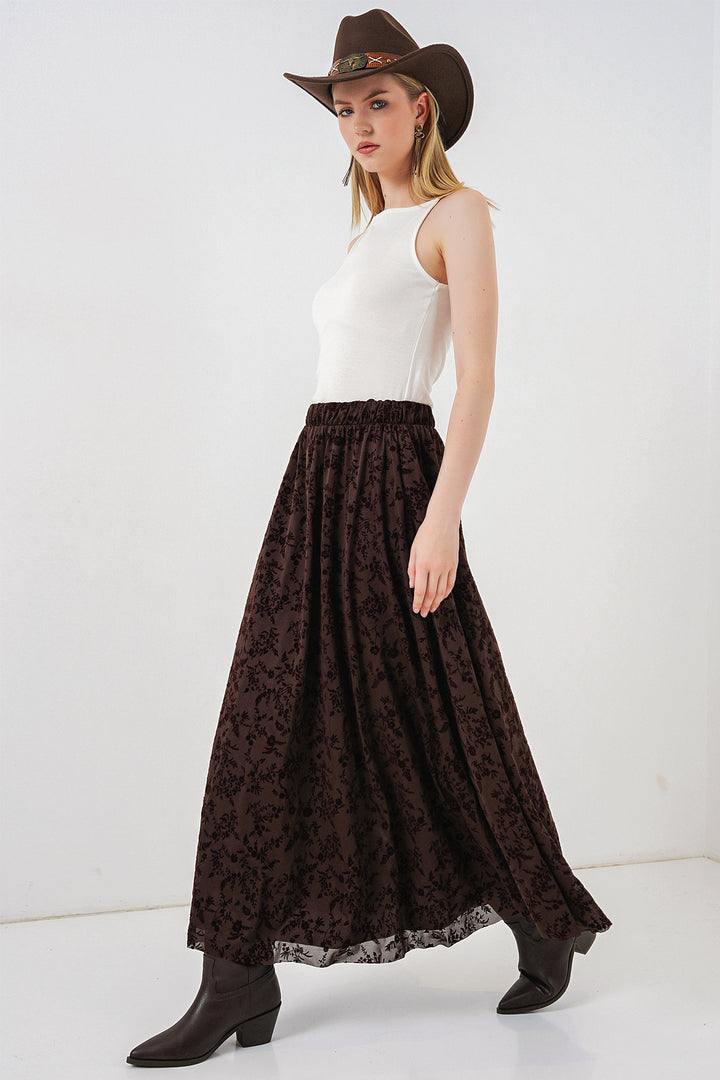 Bigdart Jupe Femme à Motifs Doublée 8075 - Marron