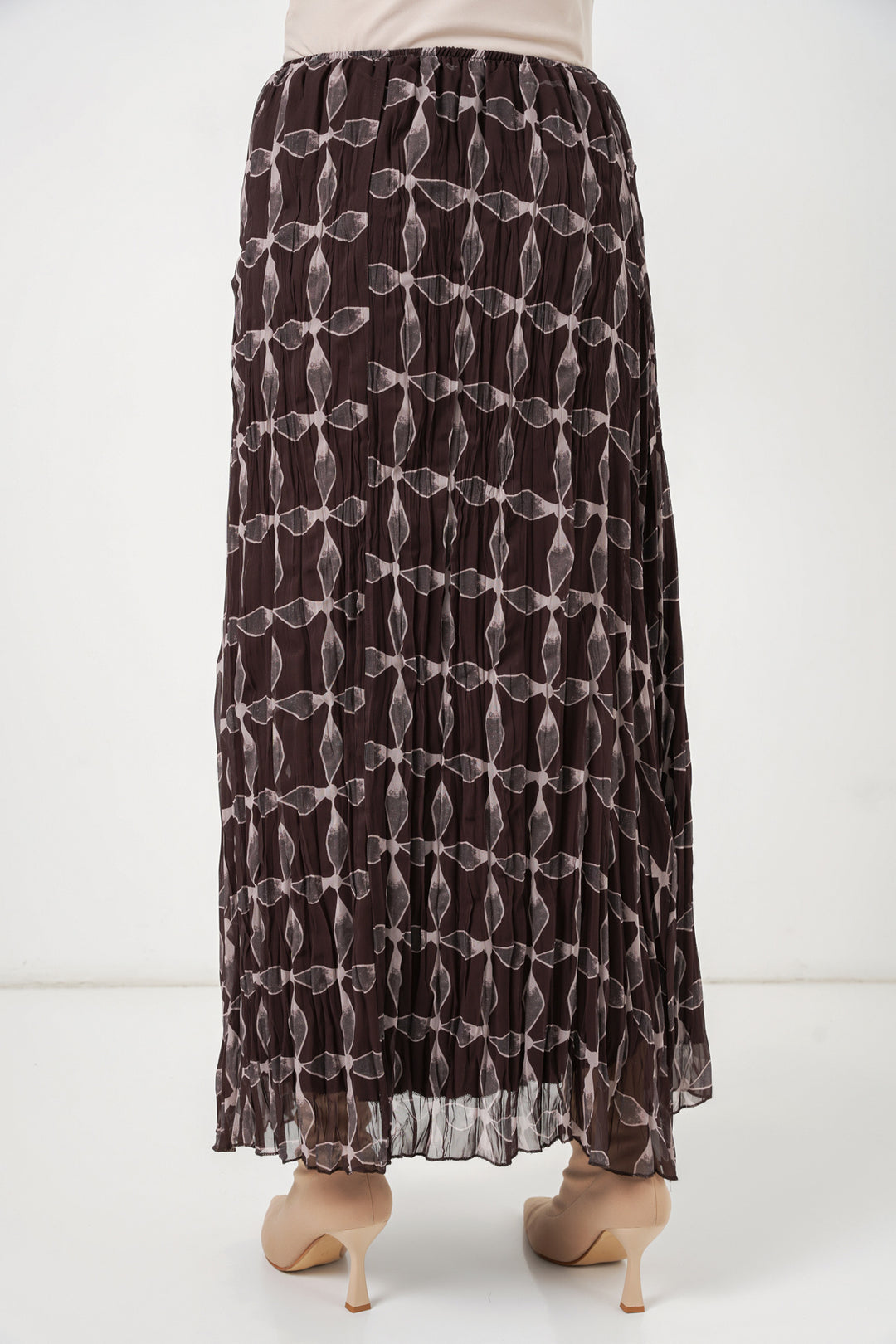 Bigdart Jupe en chiffon doublée à motifs pour femme 8058 - Marron