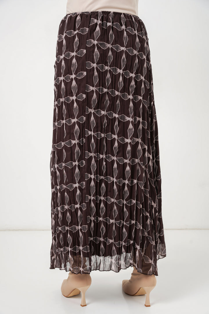 Bigdart Jupe en chiffon doublée à motifs pour femme 8058 - Marron
