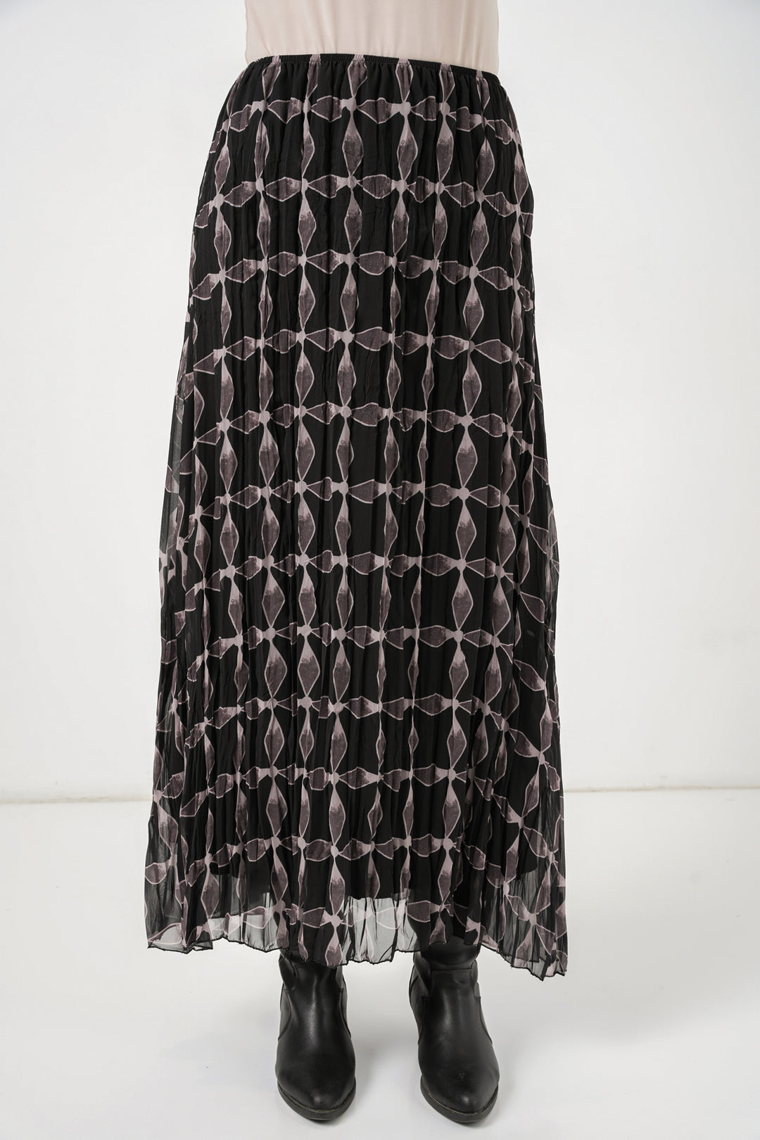 Bigdart Jupe en chiffon doublée à motifs pour femme 8058 - Noir