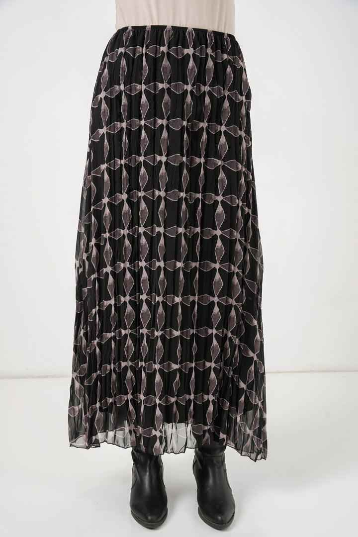 Bigdart Jupe en chiffon doublée à motifs pour femme 8058 - Noir