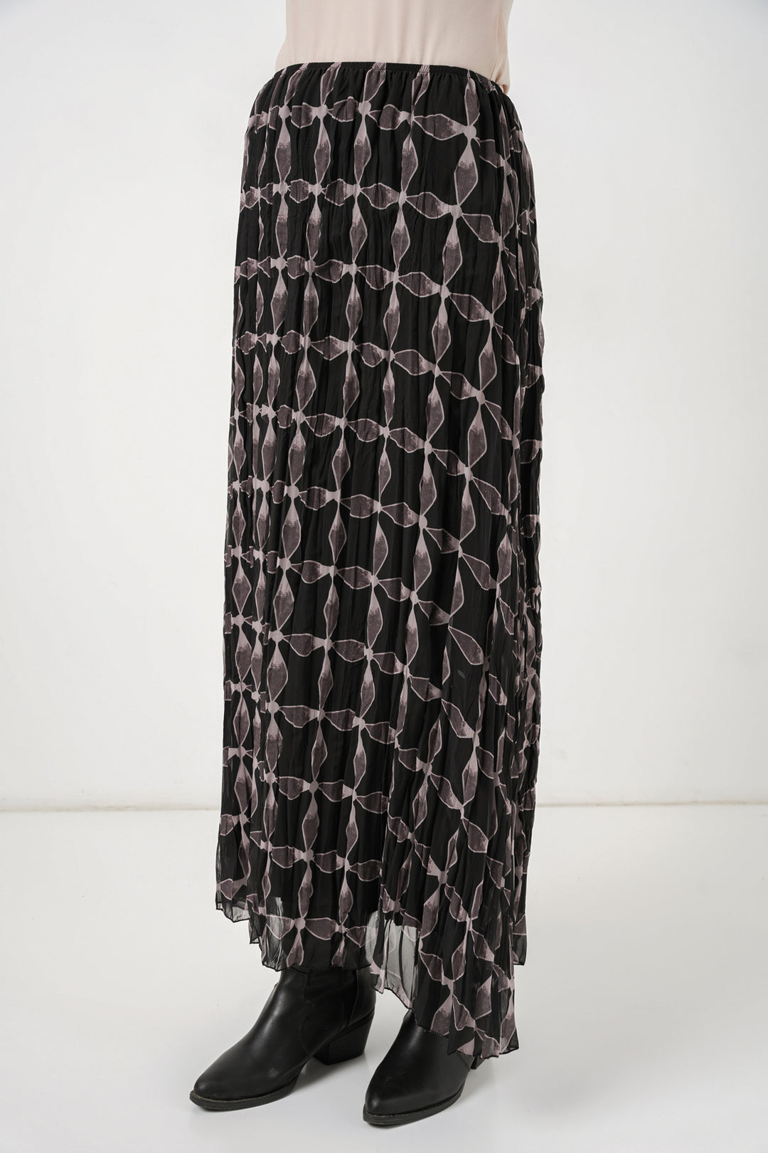 Bigdart Jupe en chiffon doublée à motifs pour femme 8058 - Noir