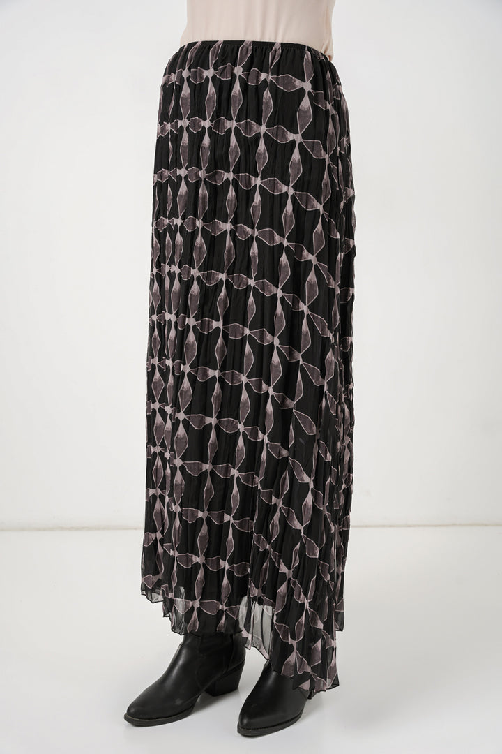 Bigdart Jupe en chiffon doublée à motifs pour femme 8058 - Noir
