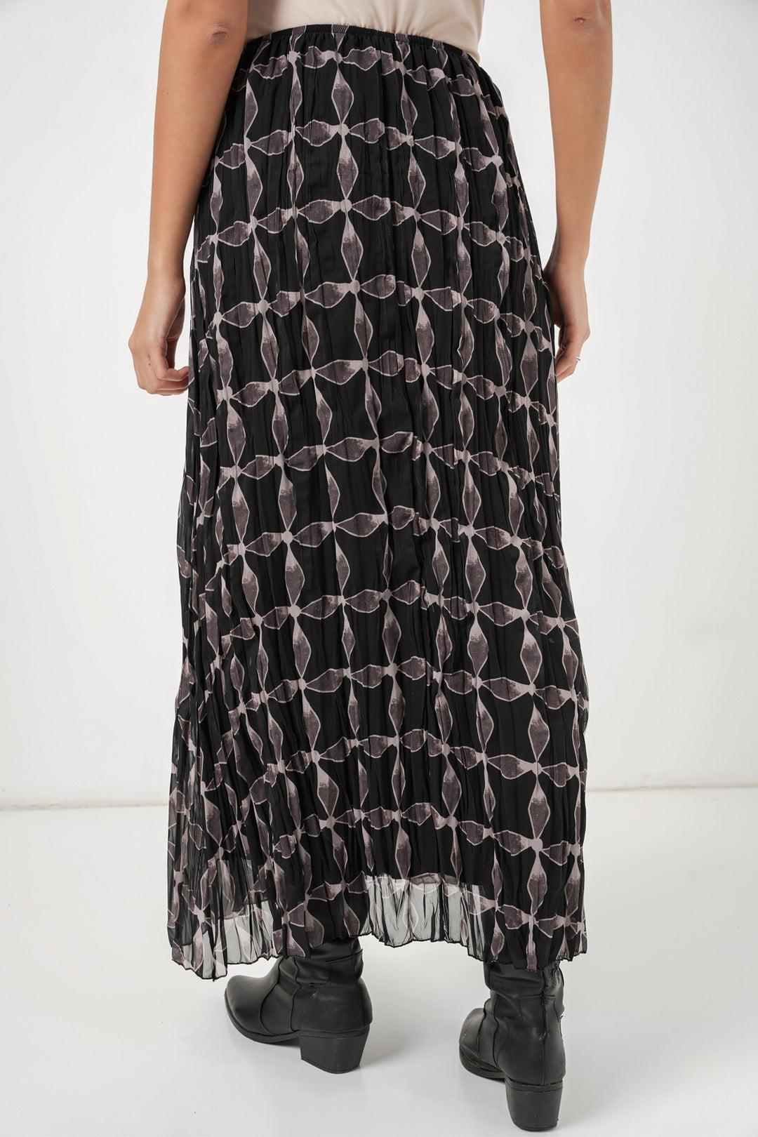Bigdart Jupe en chiffon doublée à motifs pour femme 8058 - Noir