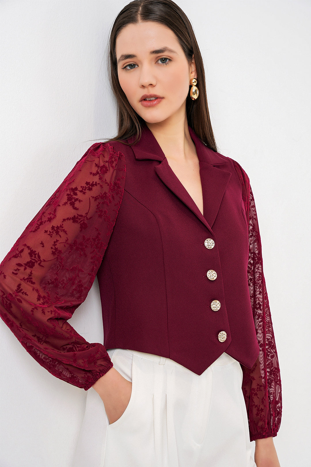 Bigdart Veste courte à motifs femme 0751 - Bordeaux