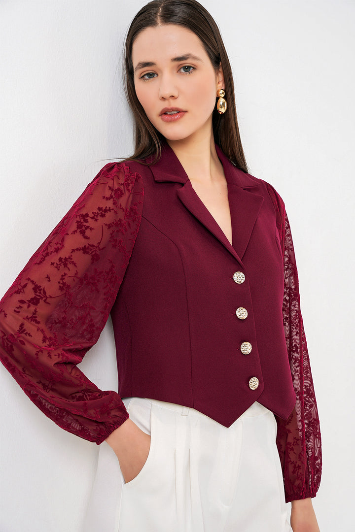Bigdart Veste courte à motifs femme 0751 - Bordeaux