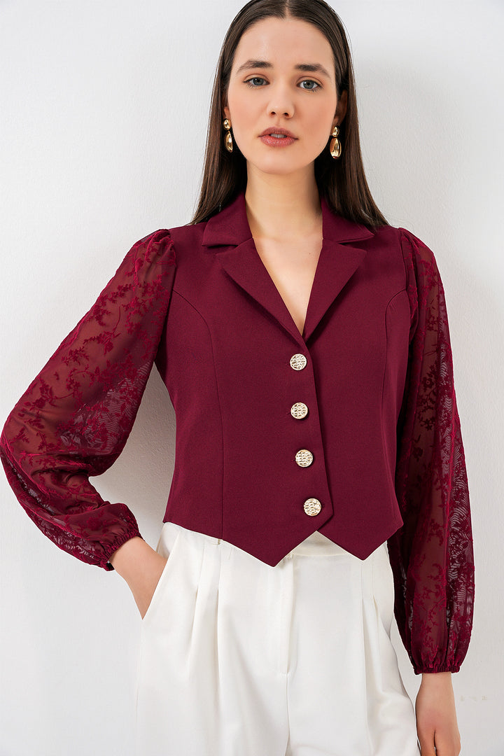 Bigdart Veste courte à motifs femme 0751 - Bordeaux
