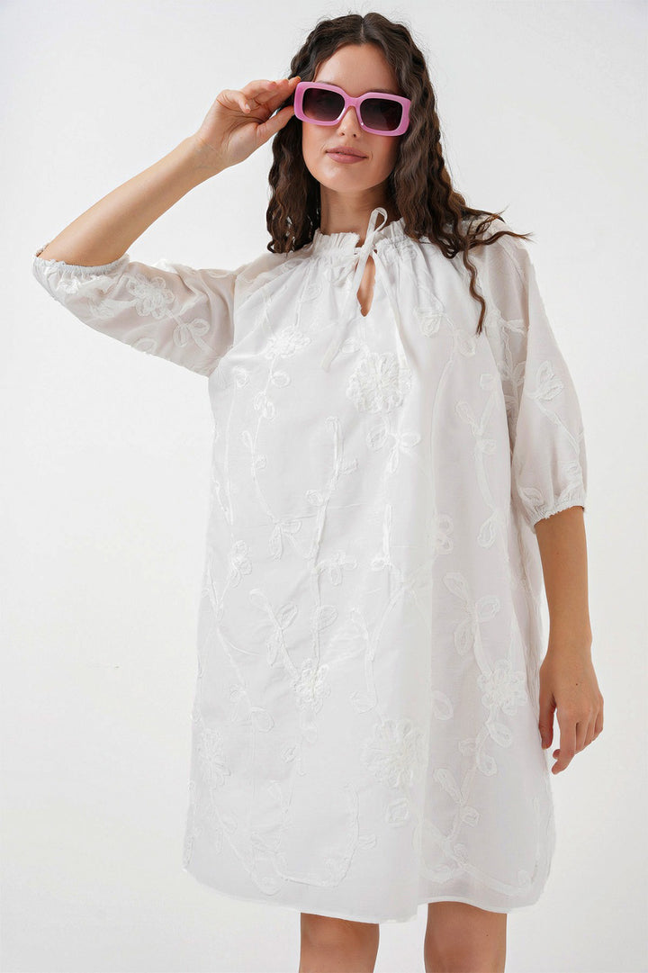 Bigdart Robe courte à motifs pour femme 2528 - Blanc