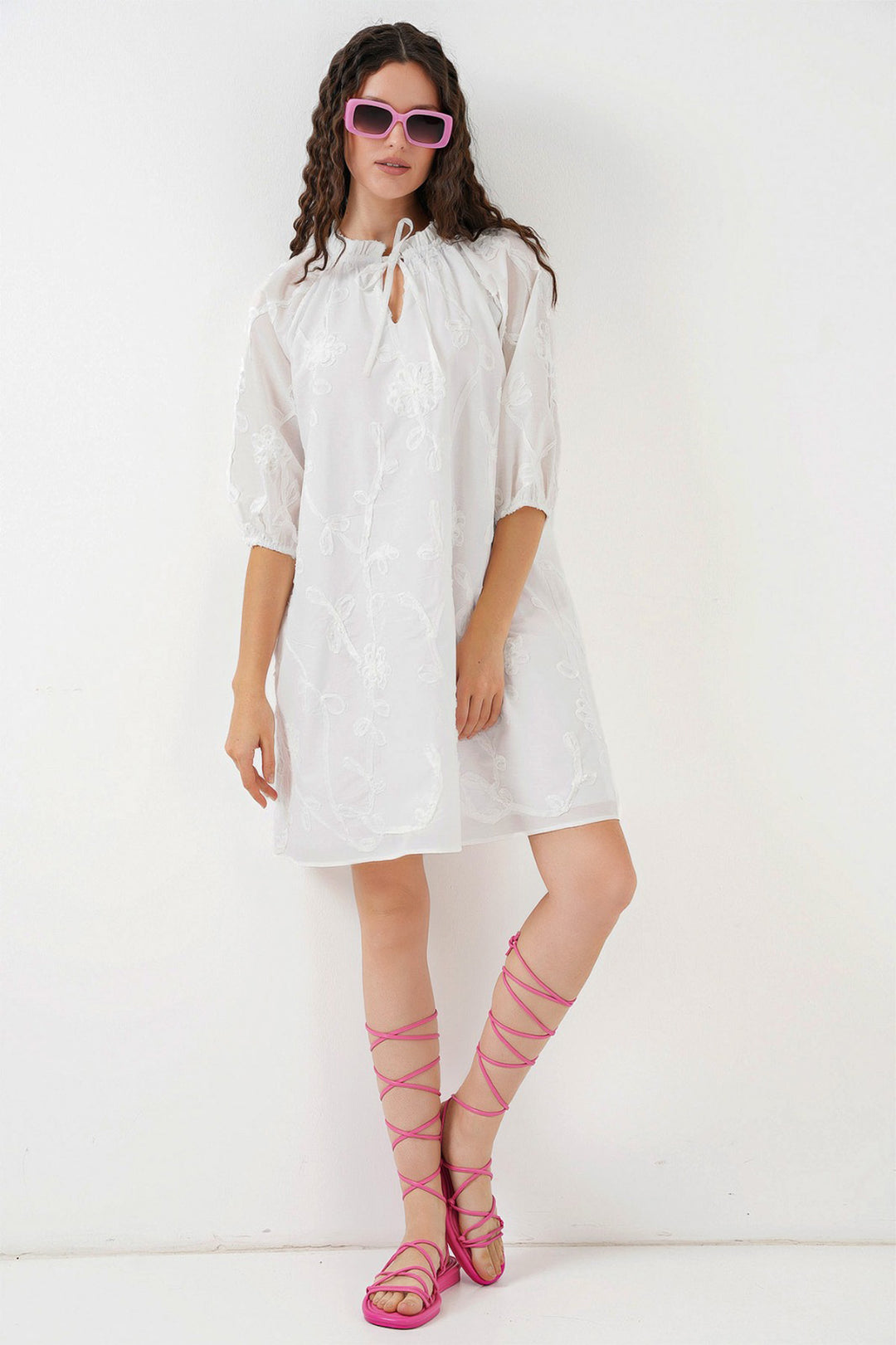 Bigdart Robe courte à motifs pour femme 2528 - Blanc