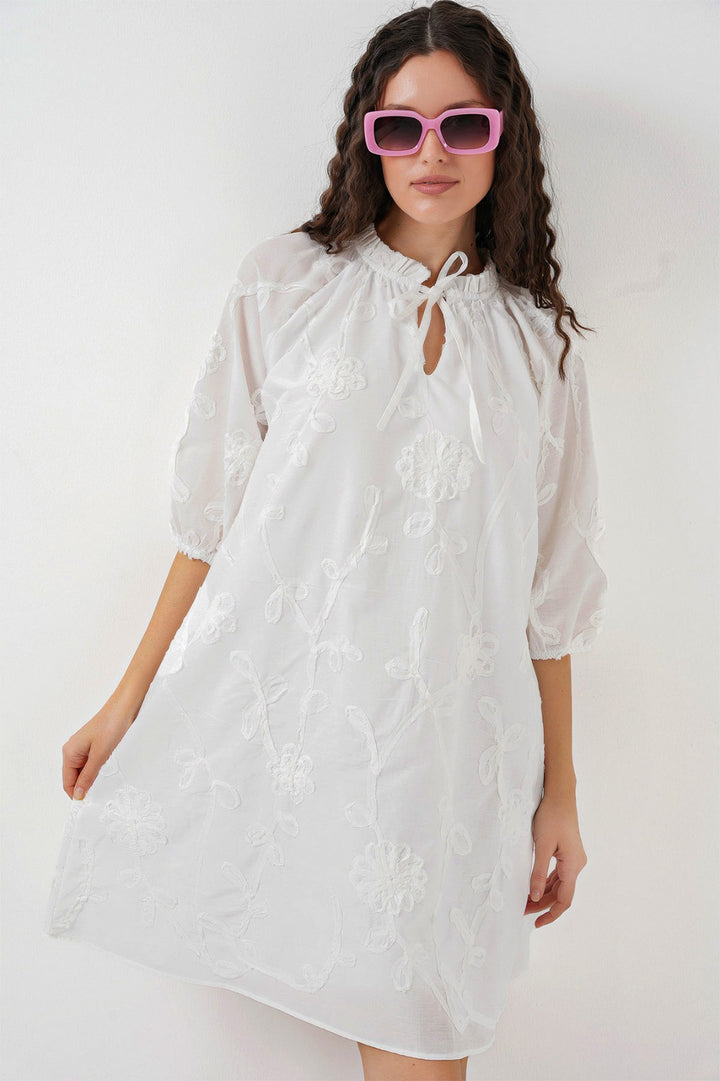Bigdart Robe courte à motifs pour femme 2528 - Blanc