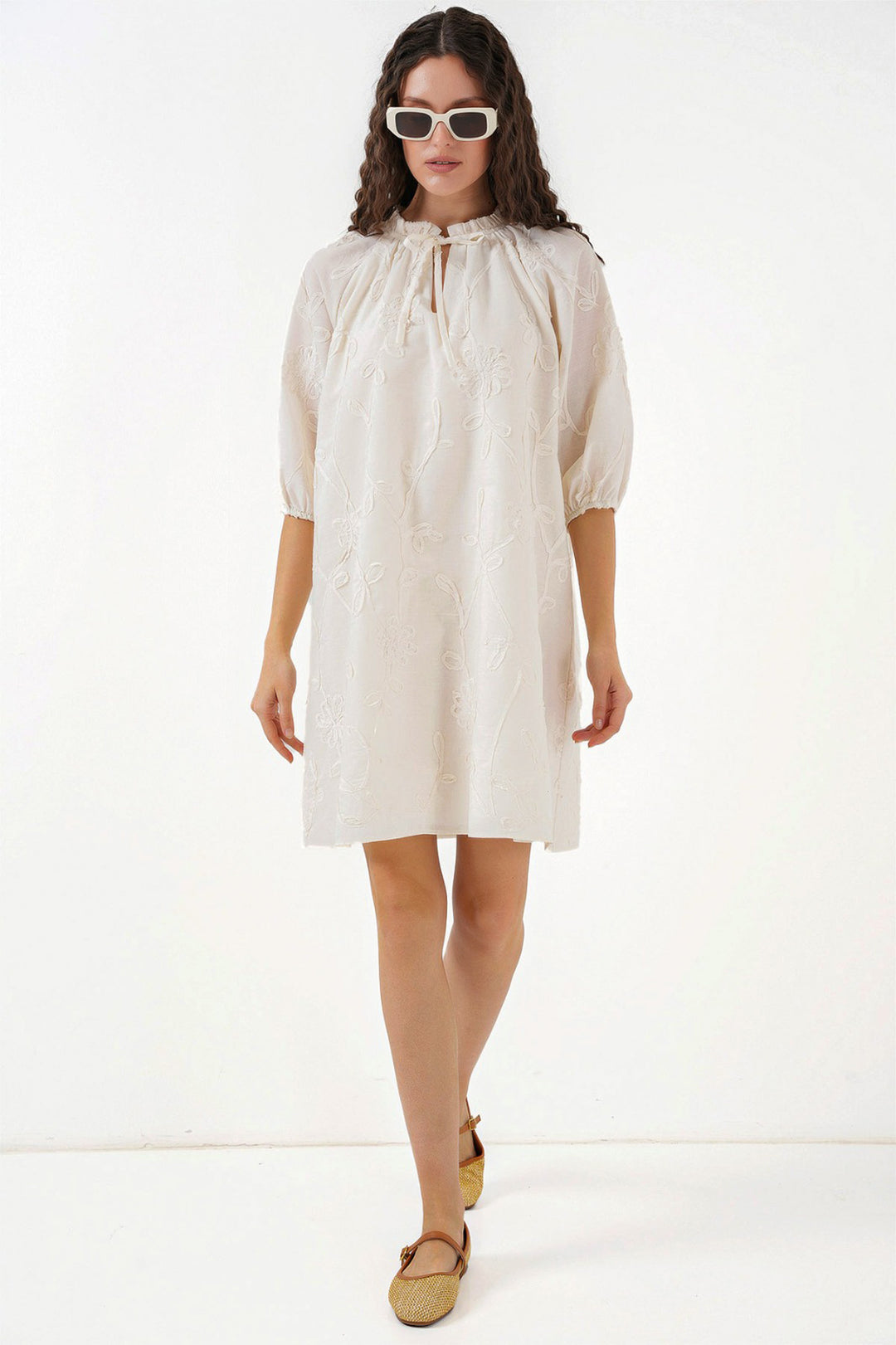 Bigdart Robe courte à motifs pour femme 2528 - Crème