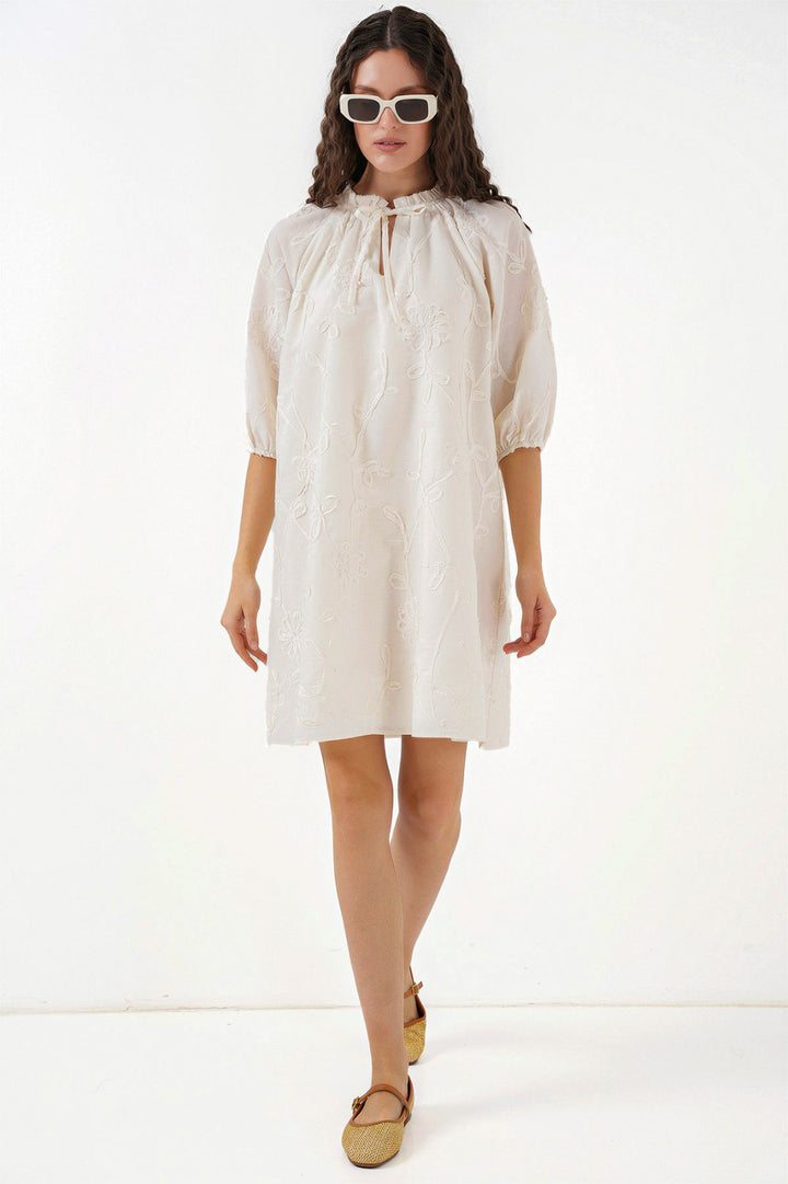 Bigdart Robe courte à motifs pour femme 2528 - Crème