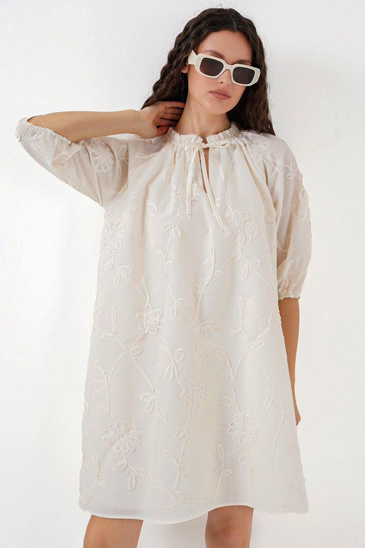 Bigdart Robe courte à motifs pour femme 2528 - Crème