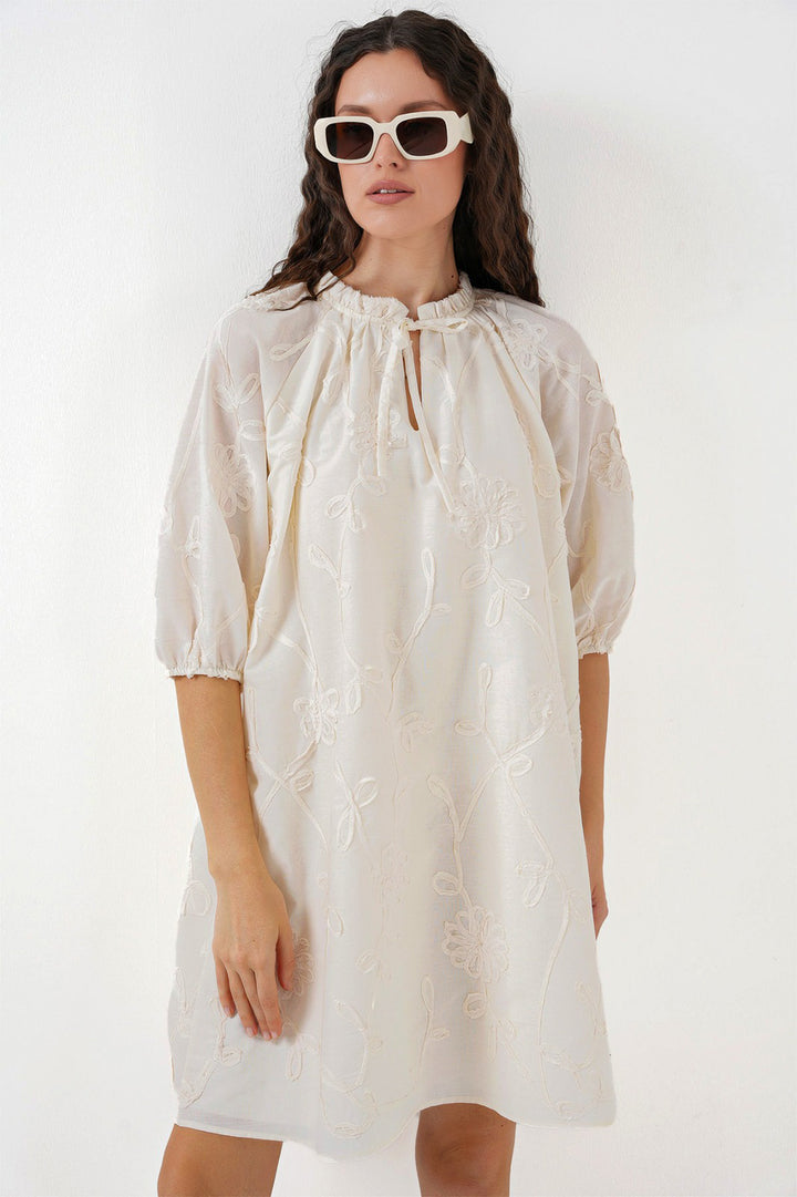 Bigdart Robe courte à motifs pour femme 2528 - Crème