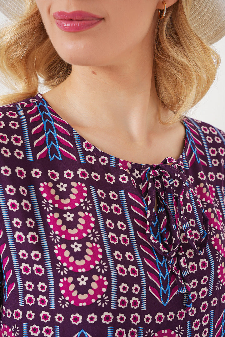 Bigdart Blouse à motifs à manches courtes pour femmes 969 - Bordeaux