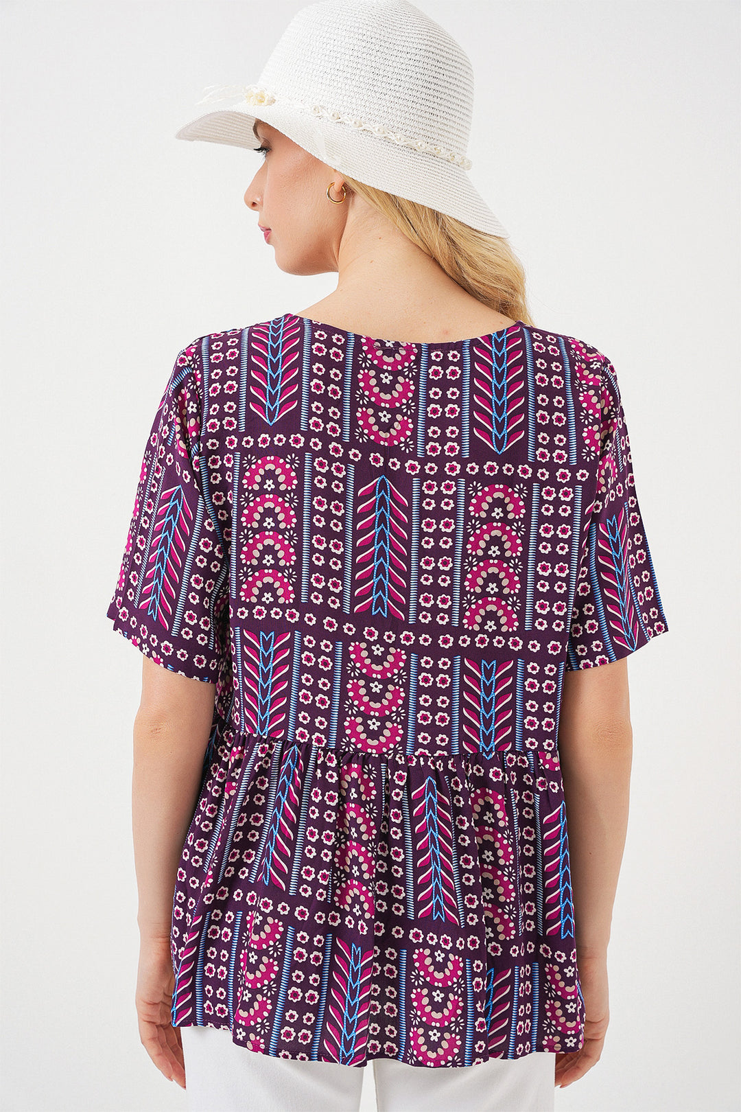 Bigdart Blouse à motifs à manches courtes pour femmes 969 - Bordeaux