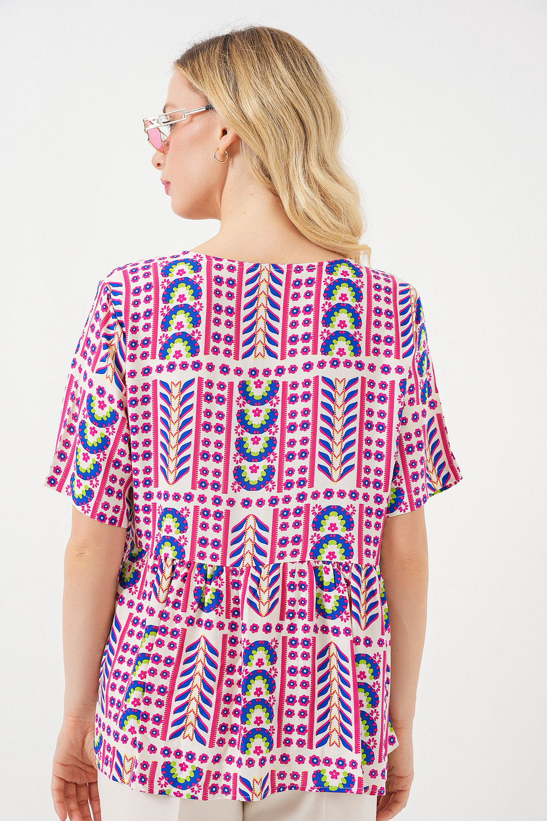 Bigdart Blouse à motifs à manches courtes pour femmes 969 - Fuchsia