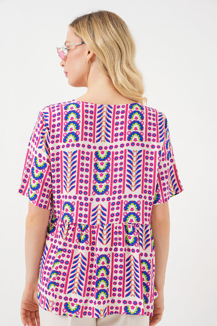 Bigdart Blouse à motifs à manches courtes pour femmes 969 - Fuchsia