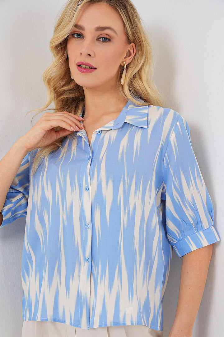 Bigdart Chemisier court à motifs pour femme 20337 - Bleu