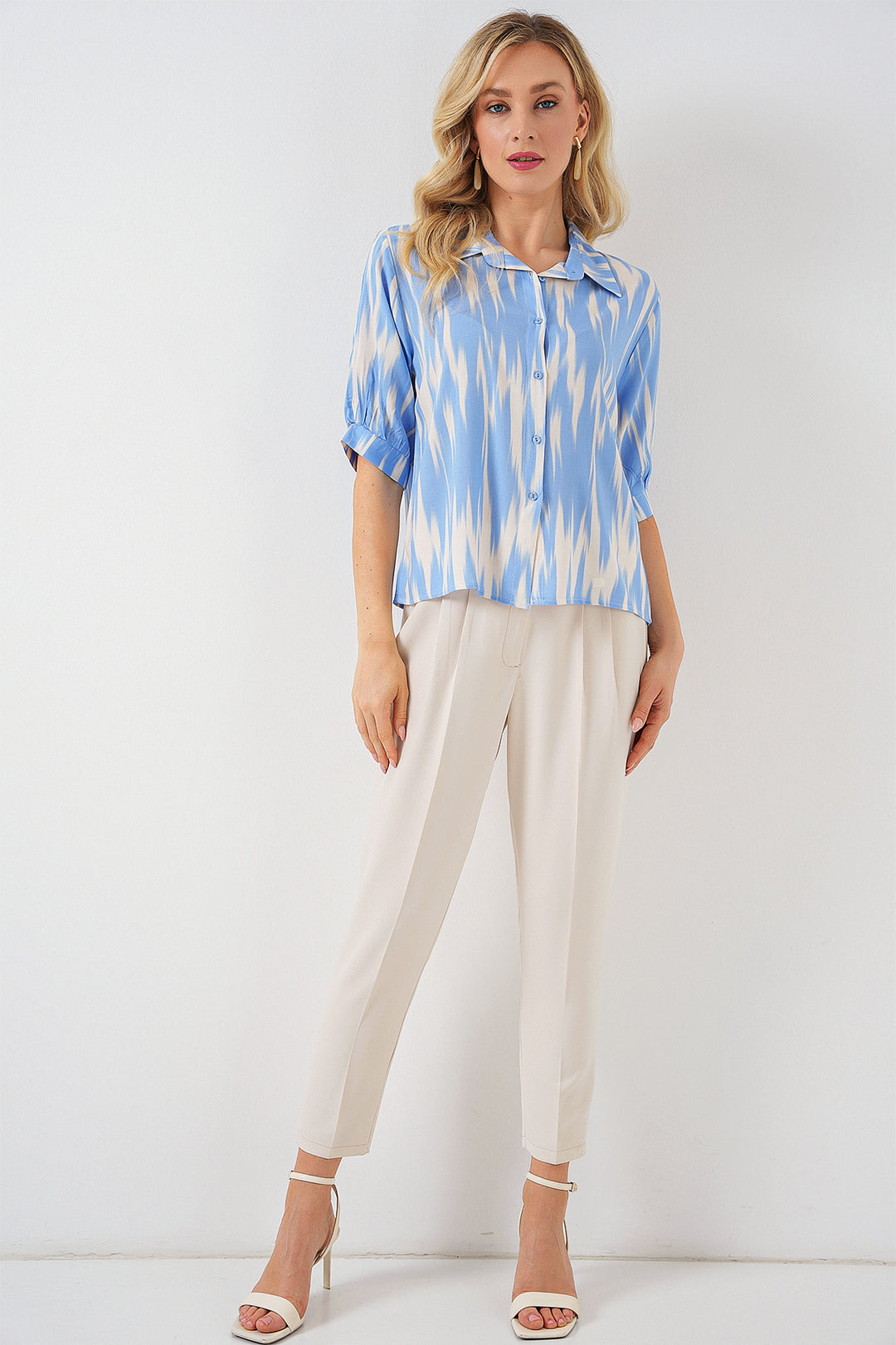 Bigdart Chemisier court à motifs pour femme 20337 - Bleu