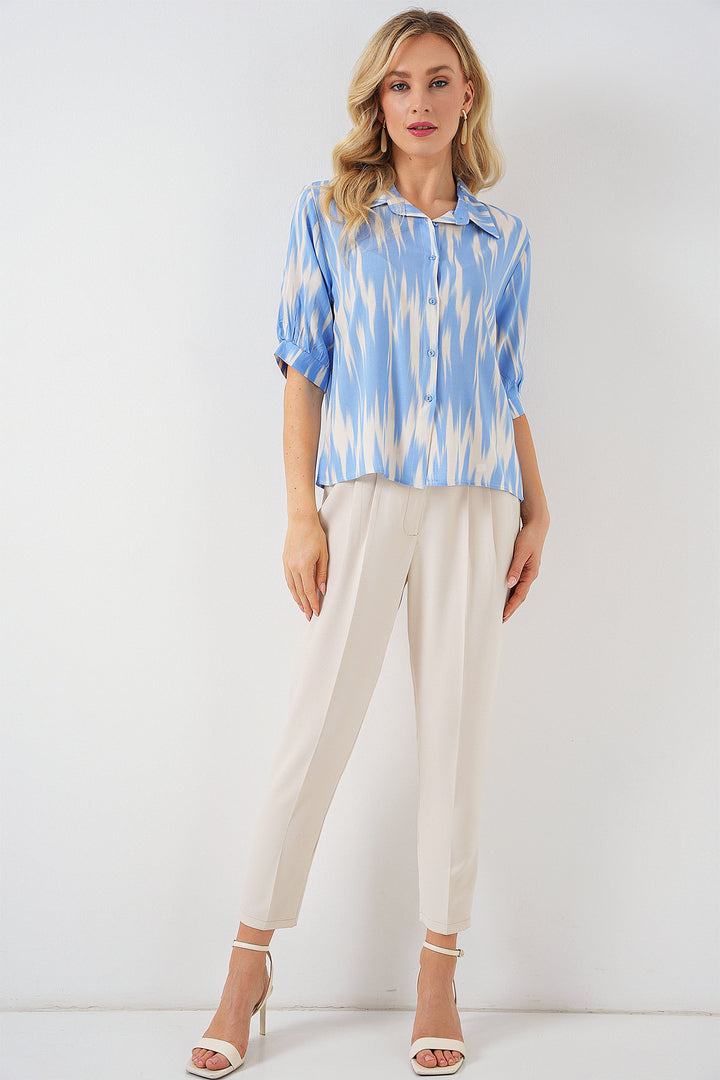 Bigdart Chemisier court à motifs pour femme 20337 - Bleu