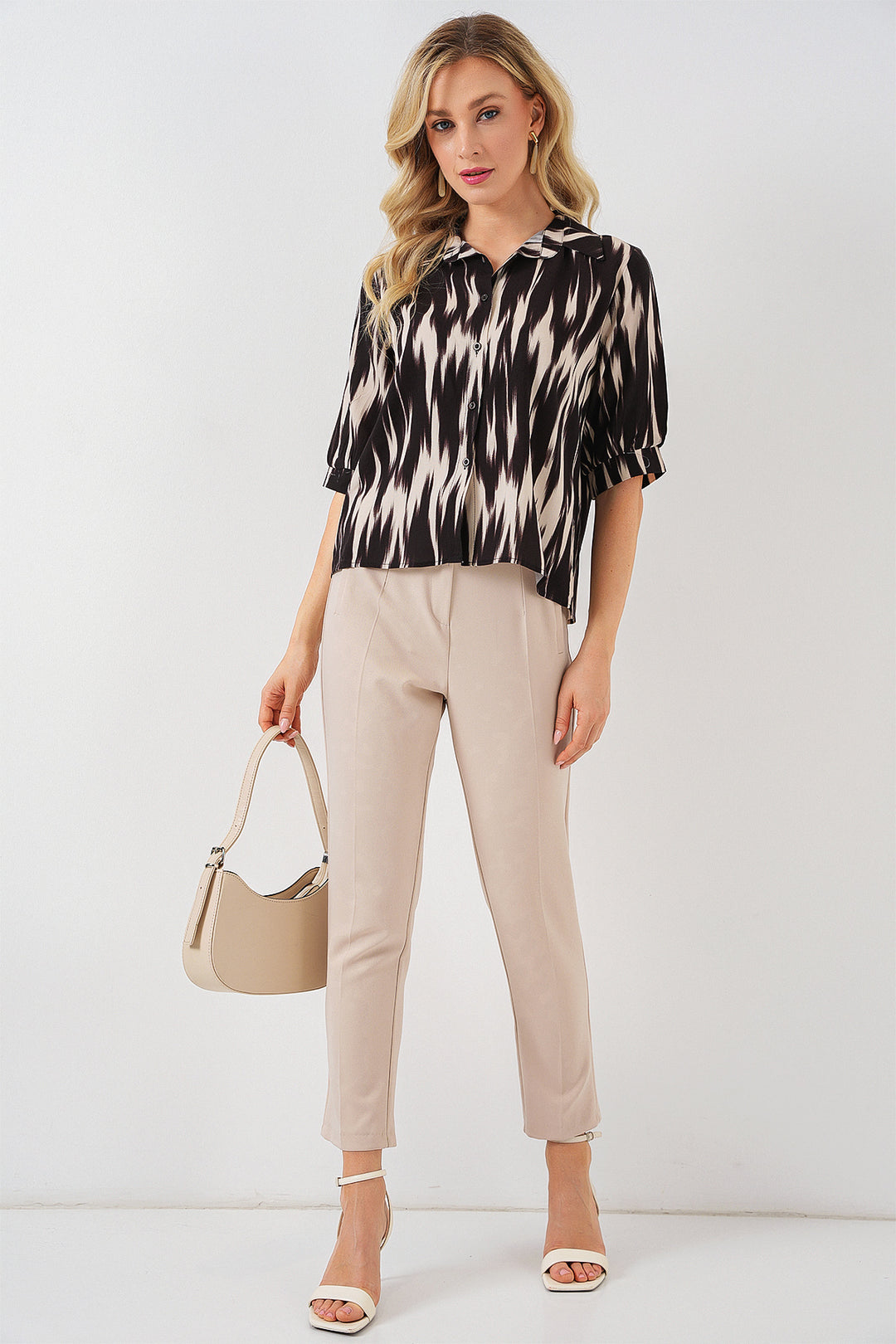 Bigdart Chemisier court à motifs pour femme 20337 - Noir