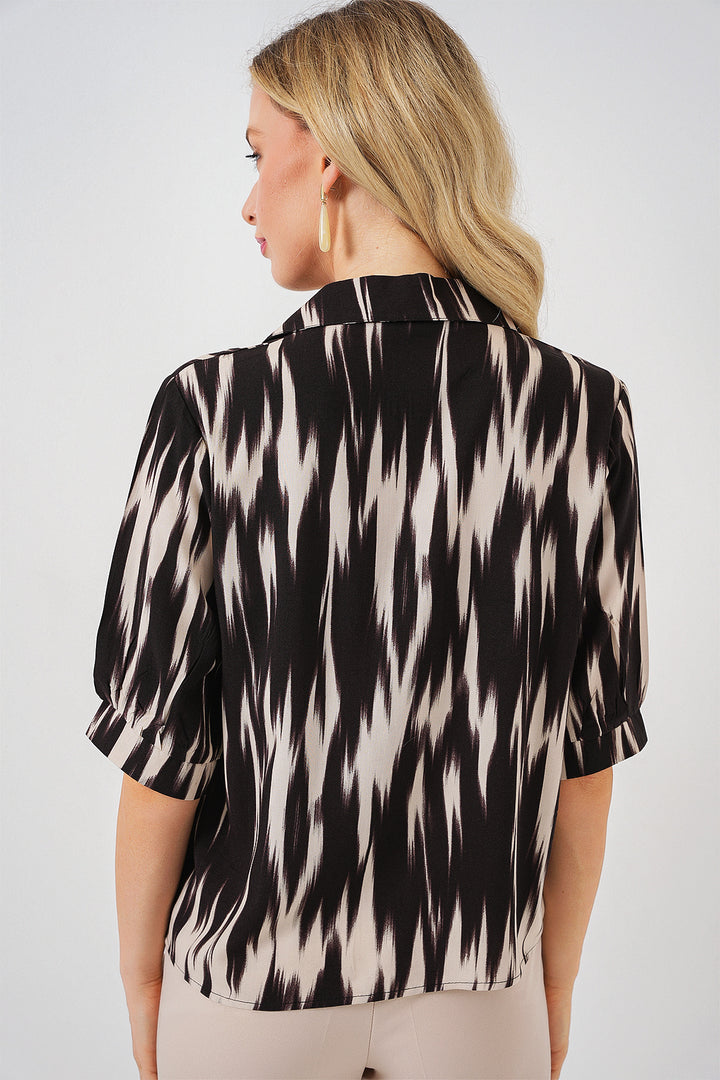 Bigdart Chemisier court à motifs pour femme 20337 - Noir