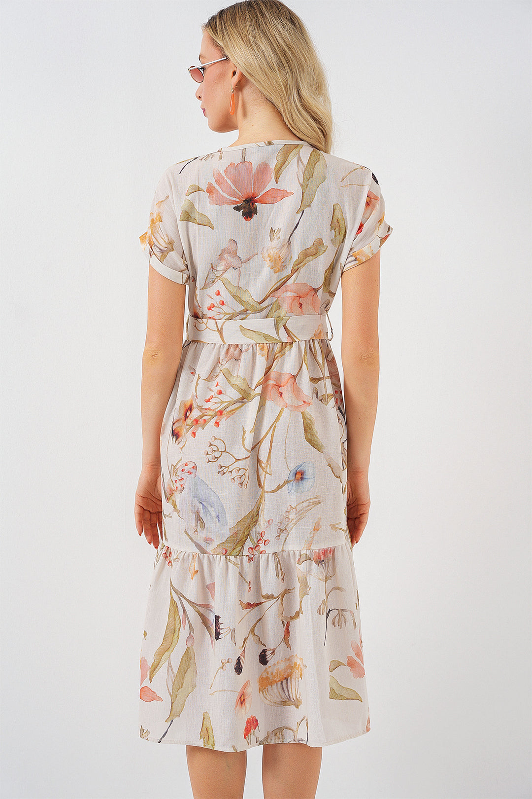 Bigdart Robe à manches courtes imprimée femme 2558 - Crème