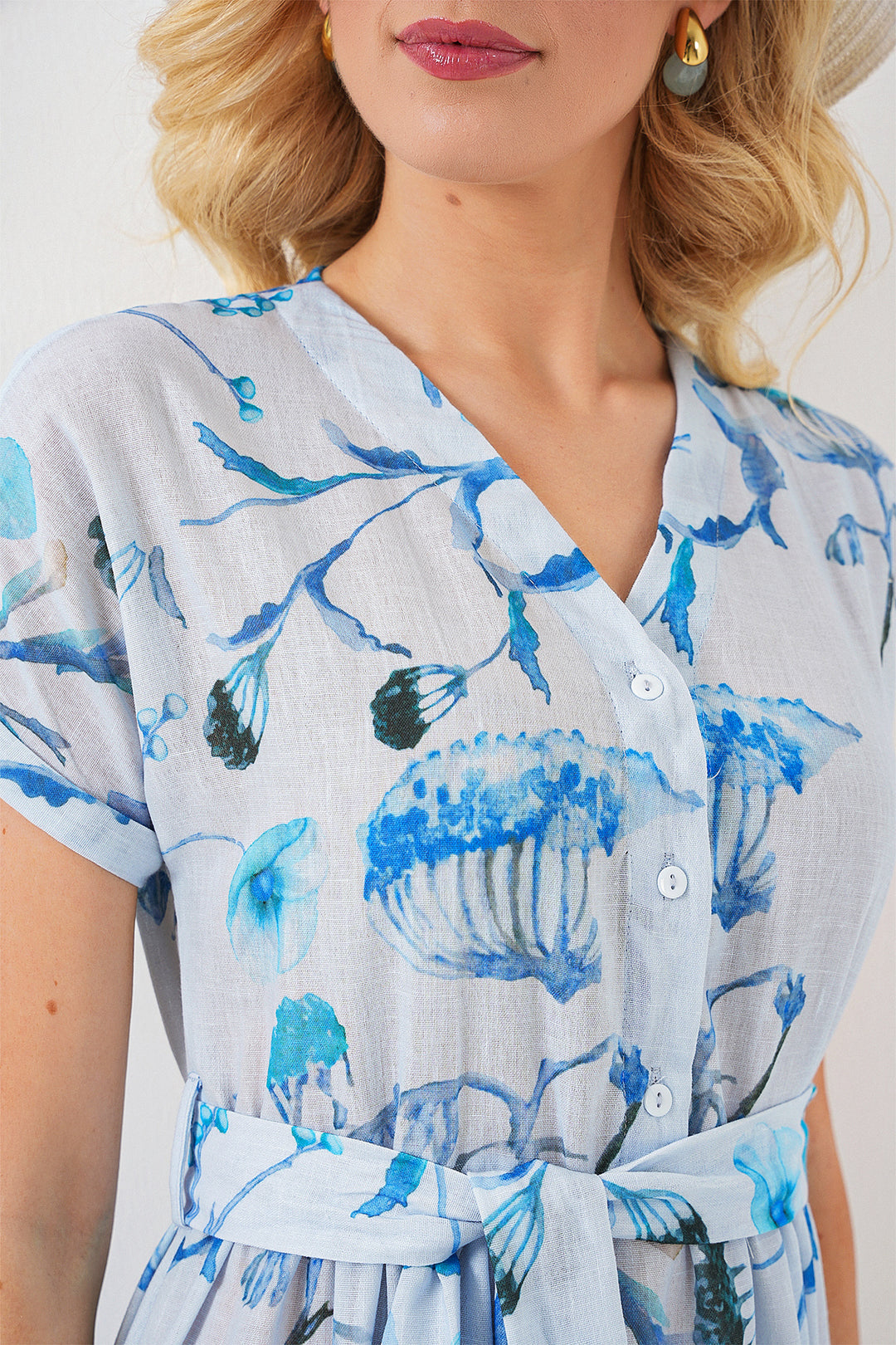 Bigdart Robe à manches courtes imprimée femme 2558 - Bleu