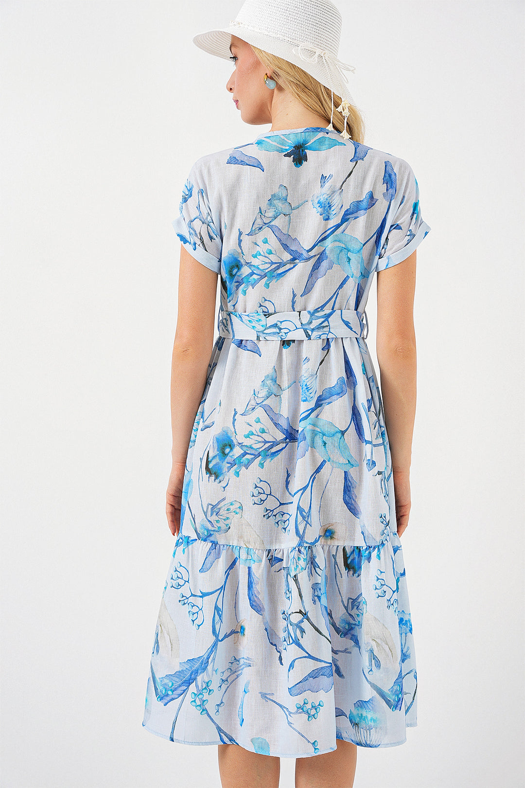 Bigdart Robe à manches courtes imprimée femme 2558 - Bleu