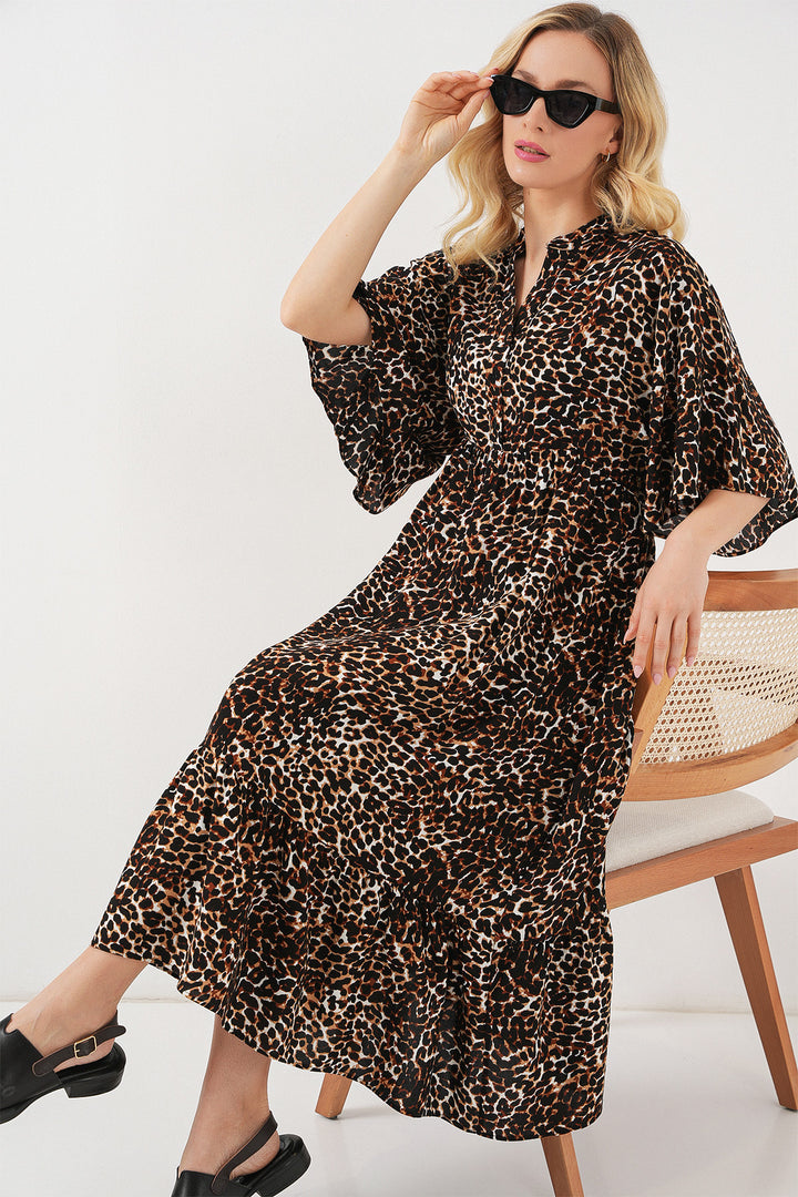 Bigdart Robe à motifs à manches courtes pour femmes 2562 - C. Marron
