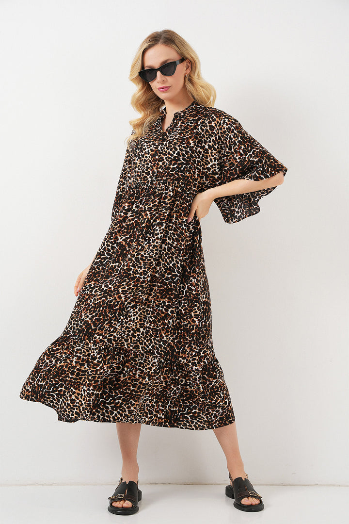 Bigdart Robe à motifs à manches courtes pour femmes 2562 - C. Marron