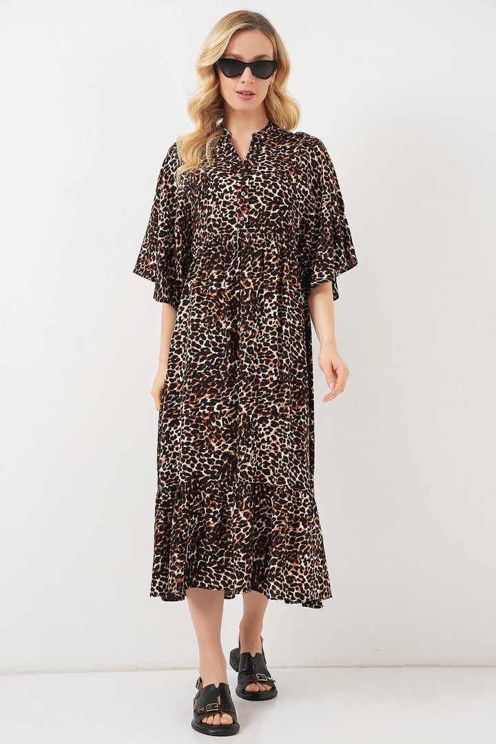 Bigdart Robe à motifs à manches courtes pour femmes 2562 - C. Marron