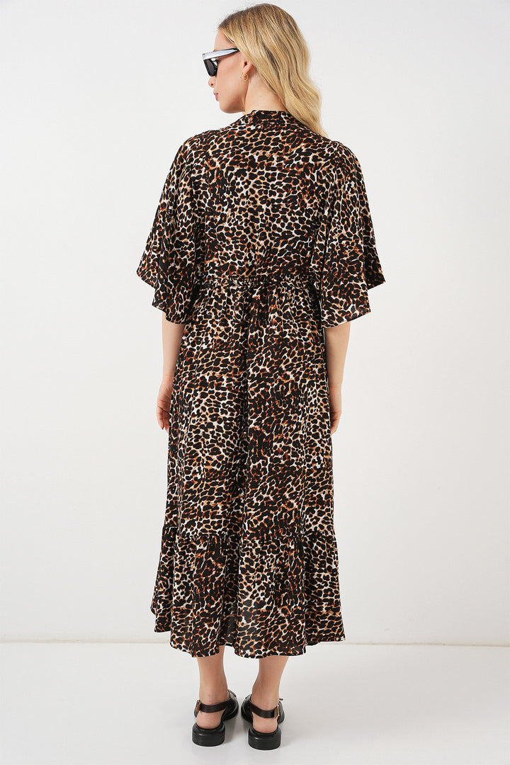 Bigdart Robe à motifs à manches courtes pour femmes 2562 - C. Marron