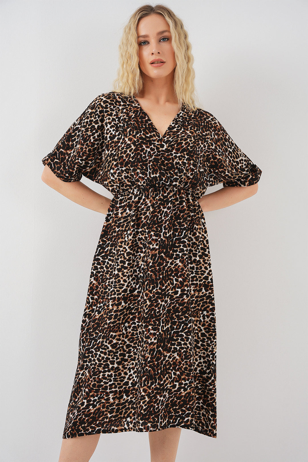 Bigdart Robe à manches courtes à motifs pour femme 2569 - C. Marron