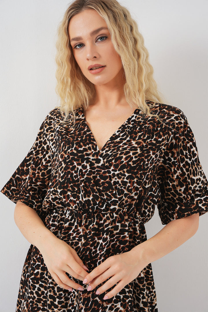 Bigdart Robe à manches courtes à motifs femme 2569 - c. Marron