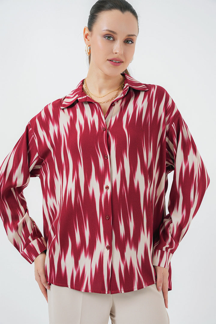 Bigdart Chemise oversize à motif pour femme 20301 - Rouge