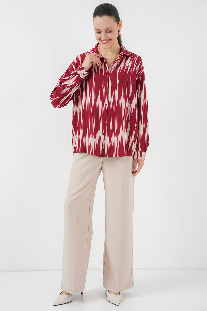 Bigdart Chemise oversize à motif pour femme 20301 - Rouge