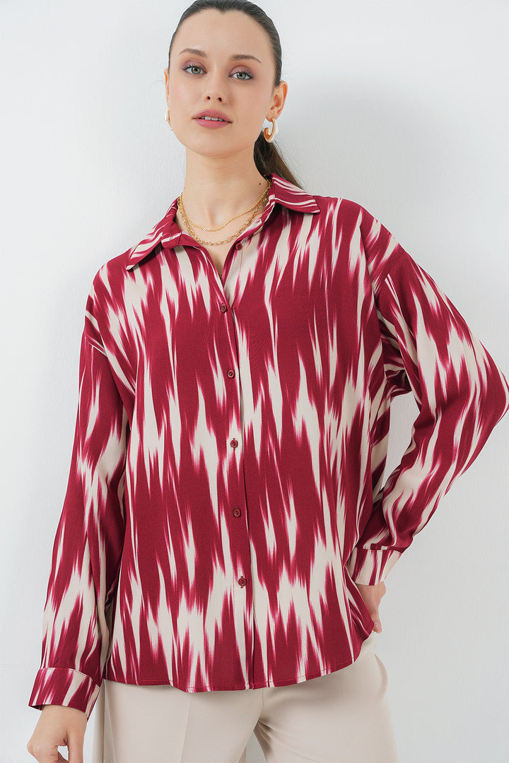 Bigdart Chemise oversize à motifs pour femme 20301 - Rouge