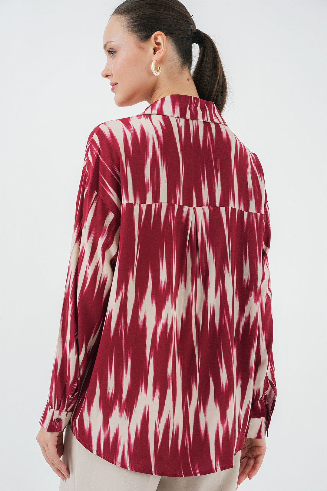 Bigdart Chemise oversize à motifs pour femme 20301 - Rouge