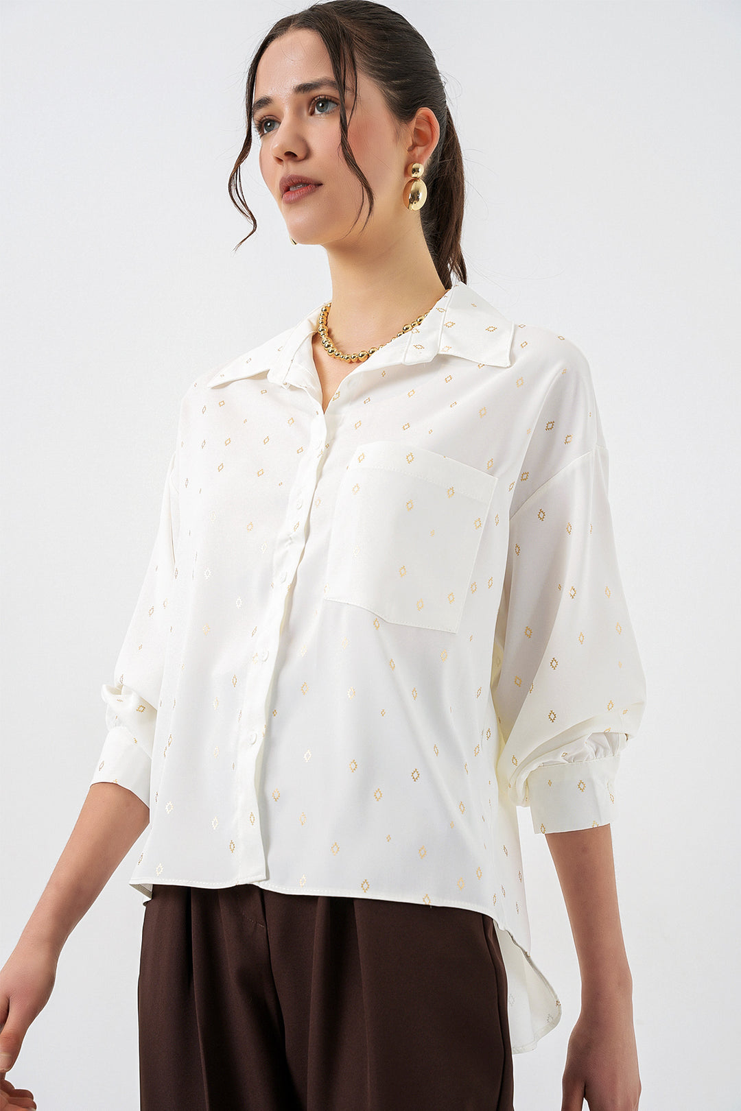 Bigdart Chemisier oversize à motifs femme 20361 - Jaune doré