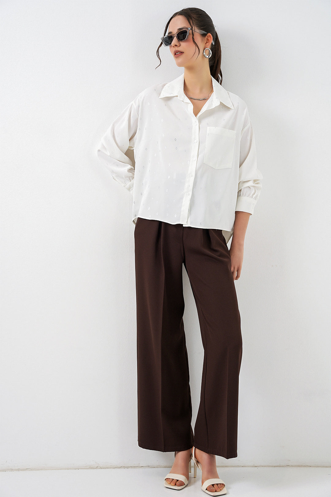 Bigdart Chemisier oversize à motifs femme 20361 - Argent