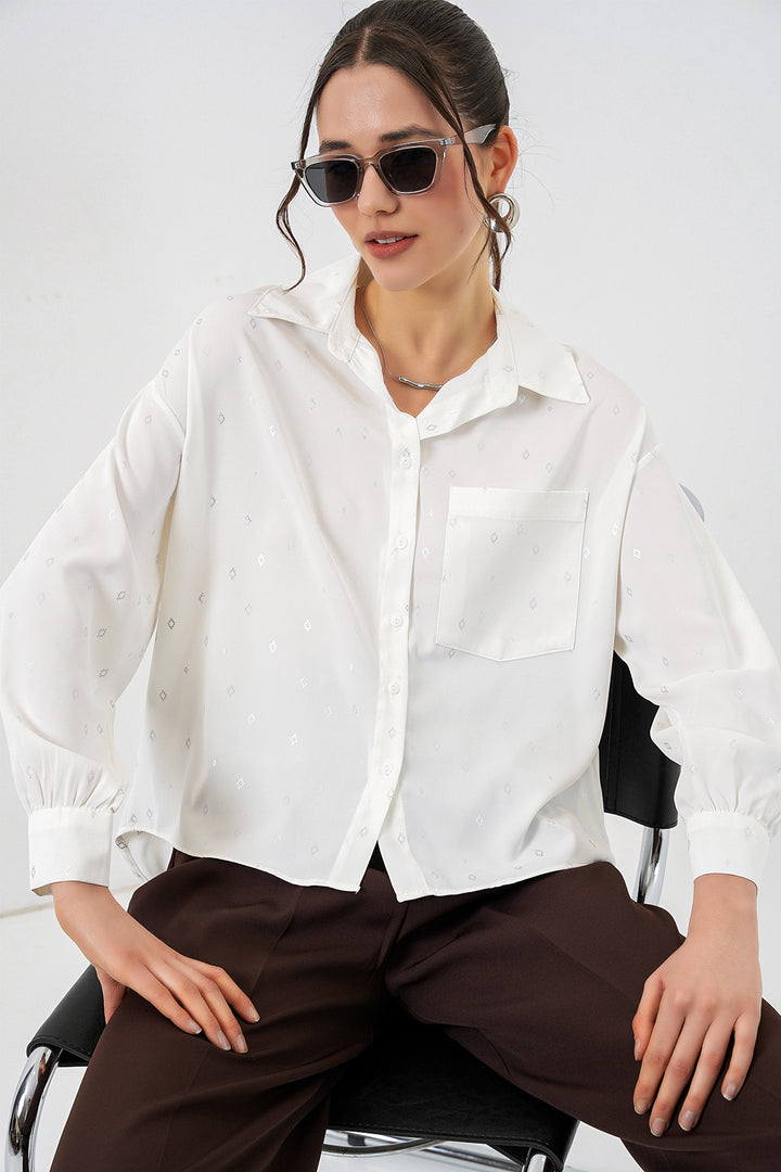 Bigdart Chemisier oversize à motifs femme 20361 - Argent